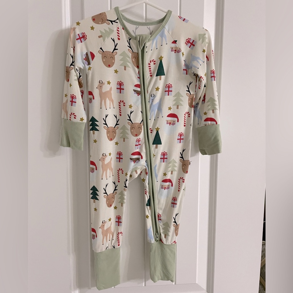 Emerson and Friends 3-6 month Baby Onesie with Reindeer and Santa